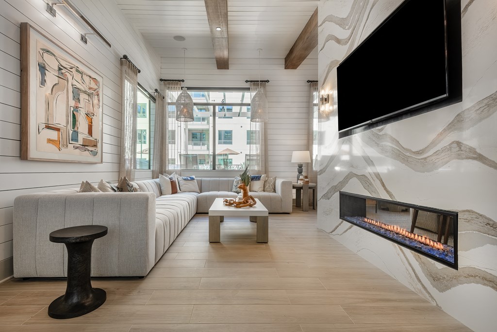 The Quincy at Kierland Apartments Resident Lounge Area With Fireplace