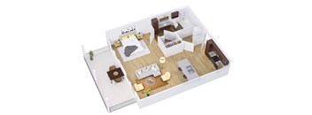 a floor plan of a house with a bedroom and living room