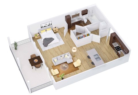 a floor plan of a house with a bedroom and living room