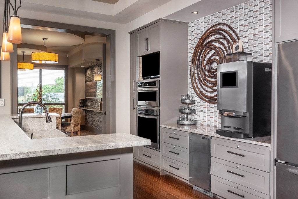 a kitchen with a large center island