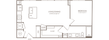 a floor plan of a living room with a bedroom and a dining room