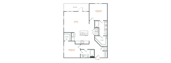 a floor plan of a 1 bedroom apartment at the biltmore apartments in cupertino