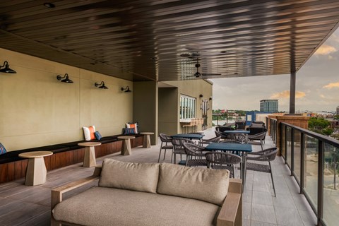 a view of the rooftop bar at the westin bonaventure hotel in los angeles