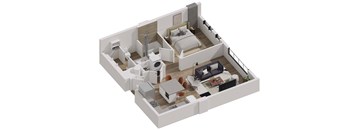 52 TEN A2.1 Floorplan, 1 bed 1 bath