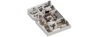 52 TEN B1 Floorplan, 2 bed 2 bath