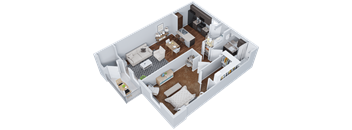 a floor plan of a house with a bedroom and living room