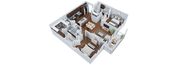 a floor plan of a house with a bedroom and a living room