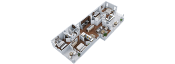 a 3d floor plan of a house