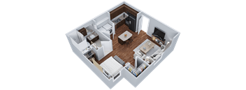 a floor plan of a house with a bedroom and a living room