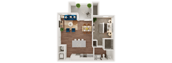 Birds-Eye View of a Floor Plan at Ironridge's Apartments in San Antonio, TX