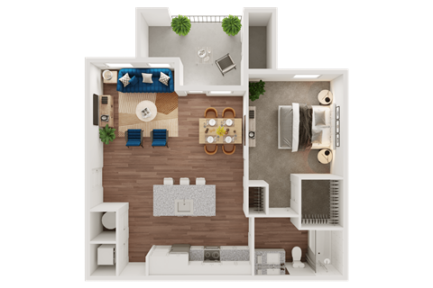 Birds-Eye View of a Floor Plan at Ironridge's Apartments in San Antonio, TX