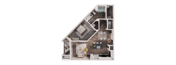 a furnished floor plan of a 1 bedroom apartment, transparent png download