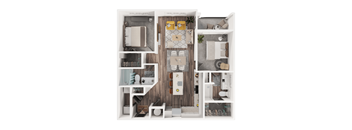a floor plan of a 1 bedroom apartment at the residences at silver hill in suitland,