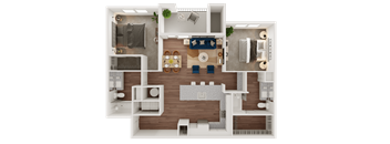 An Example of a Floor Plan Layout at Ironridge's Apartments in San Antonio, TX