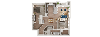 a floor plan of a house with a bedroom and a living room