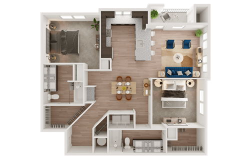 Example Floor Plan Layout at Ironridge's Apartments in San Antonio