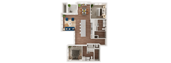 Example Floor Plan Layout at Ironridge's Apartments in San Antonio, TX