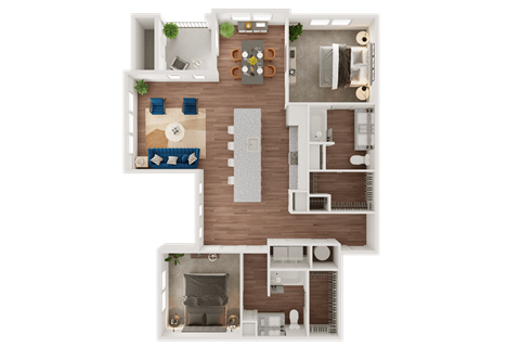 Example Floor Plan Layout at Ironridge's Apartments in San Antonio, TX