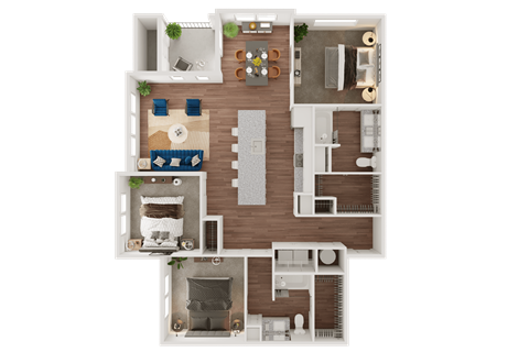 An Example Floor Plan Layout at Ironridge's Apartments in San Antonio