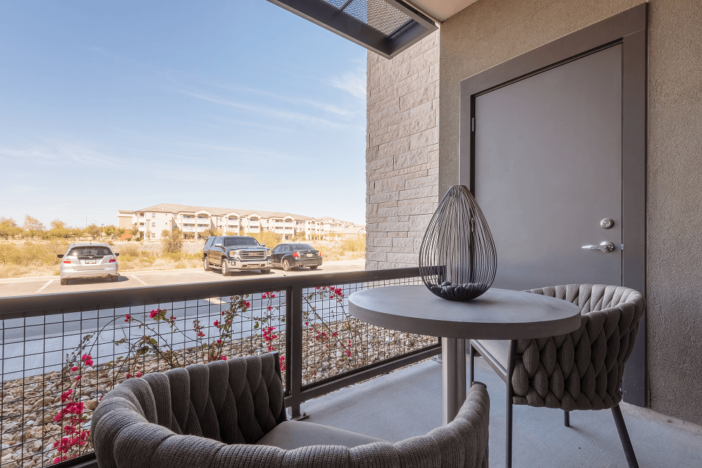patio at escape at arrowhead's apartments in glendale, az