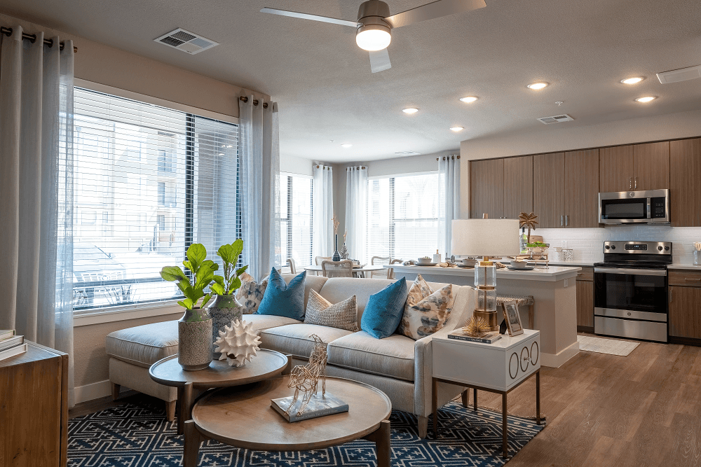 furnished living room of an apartment at escape at arrowhead