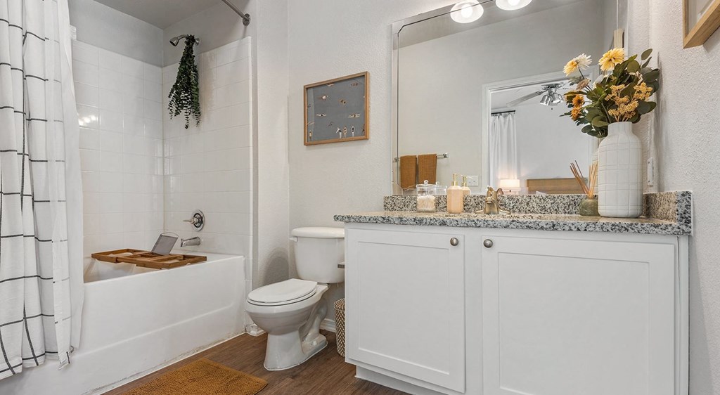 a bathroom with a bathtub toilet and sink