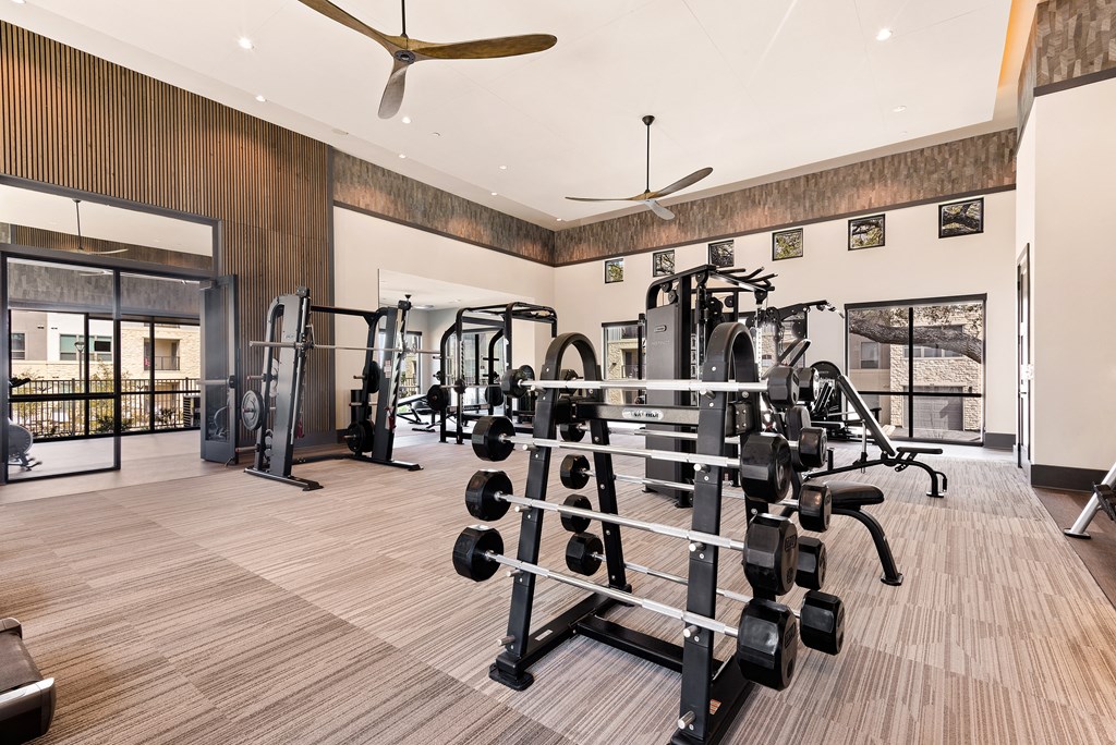 exercise room at ironridge at hill country village apartments