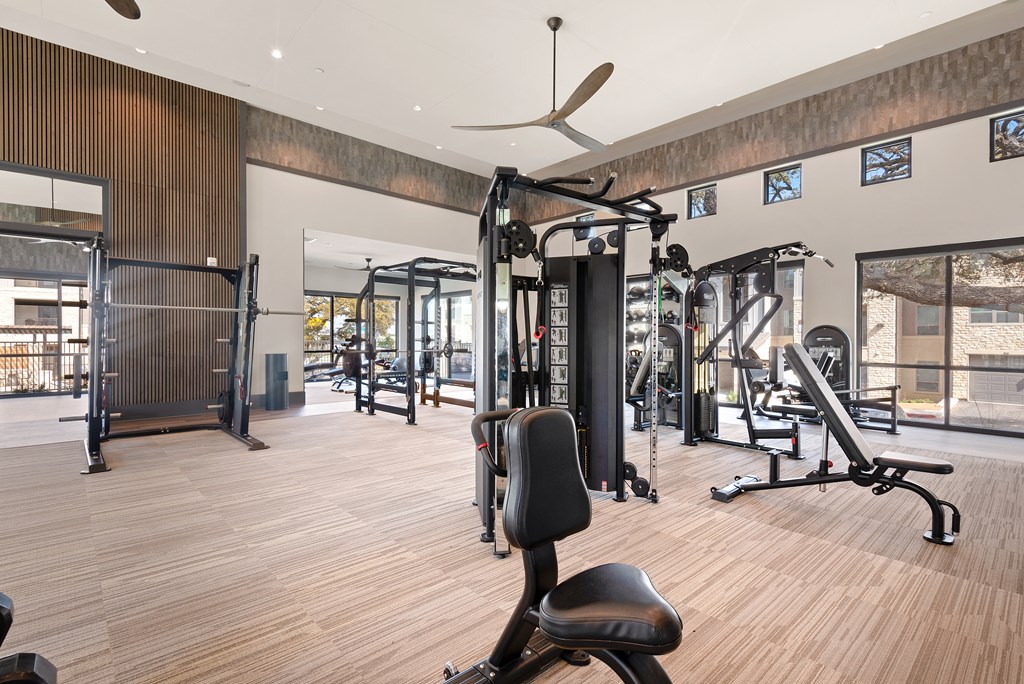 gym at ironridge at hill country village apartments