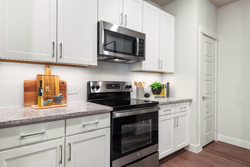 example kitchen at ironridge at hill country village apartments