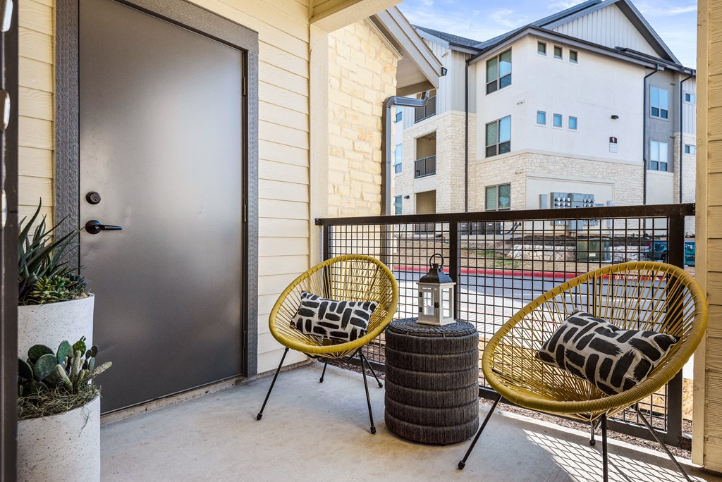 outdoor lounge area of an apartment at ironridge
