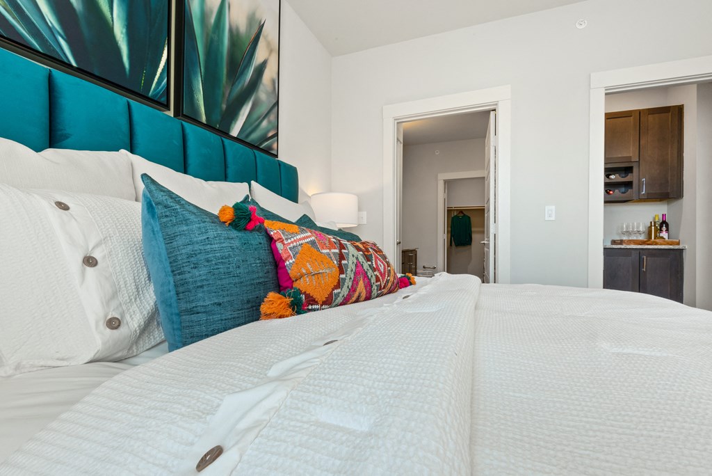 fully furnished bedroom of an apartment at ironridge