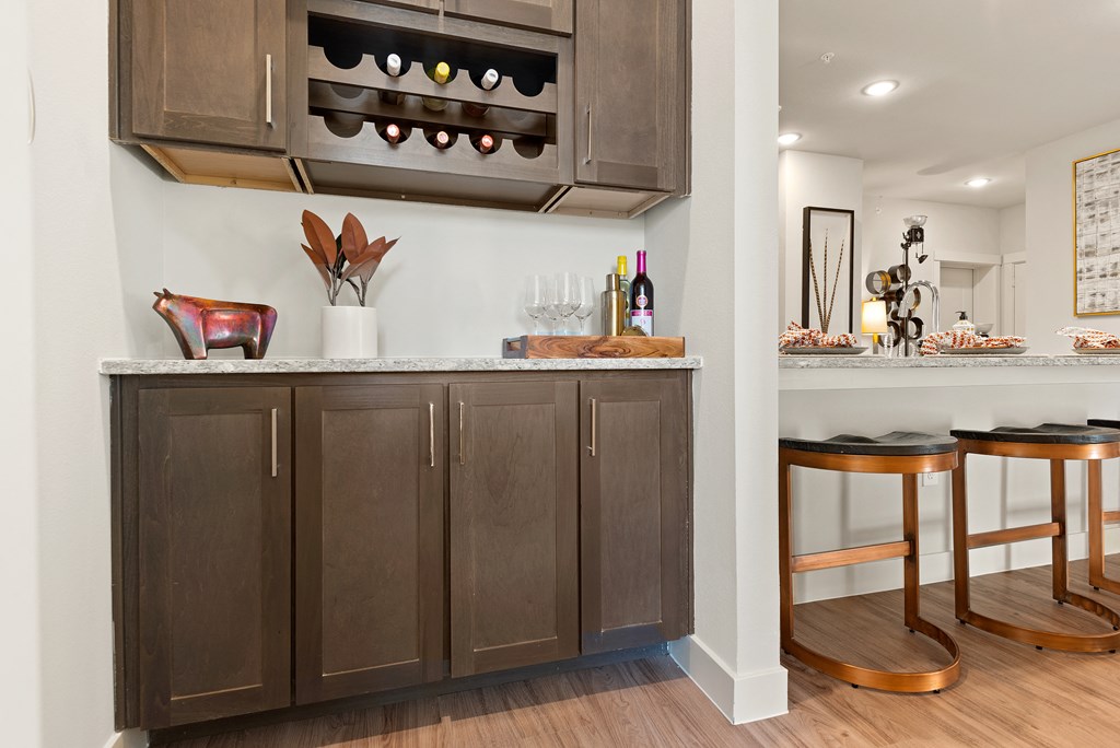 kitchen of an apartment at ironridge at hill country village