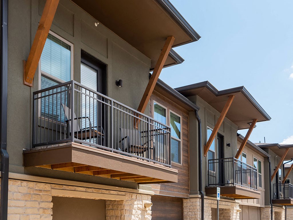 a view of a building with a balcony