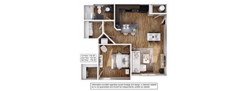 3D floor plan of 1BR Apartment