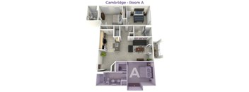 A 3D layout of a room labeled A in Cambridge.