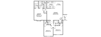 a floor plan of a house with two bedrooms and two bathrooms