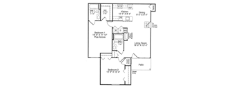 a floor plan of a house with a bedroom and a living room