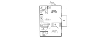 a floor plan of a small house with bedrooms and a living room