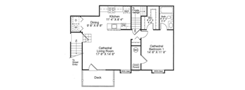 a floor plan of a house with a combination of bedrooms and a living room