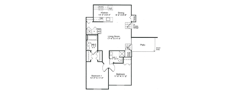 a floor plan of a house with a kitchen and a living room