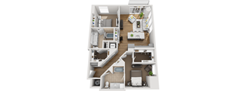 a 3 bedroom house plan is shown in this rendering