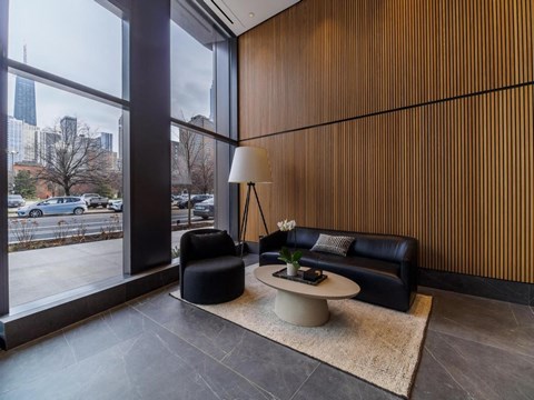 a living room with a couch and a coffee table