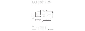 the floor plan of 888 sq ft