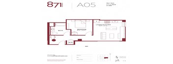 A red floor plan for apartment number 871 in AO5.