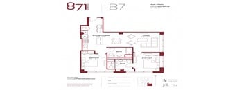 Floor plan of apartment number 871 in building B7.