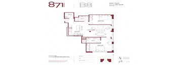 Floor plan of apartment B8 with 2 beds and 2 baths.
