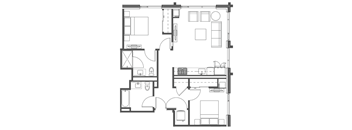 A black and white image of a house floor plan.
