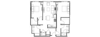 A black and white image of a floor plan for a house.