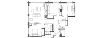 A black and white image of a floor plan for a house.