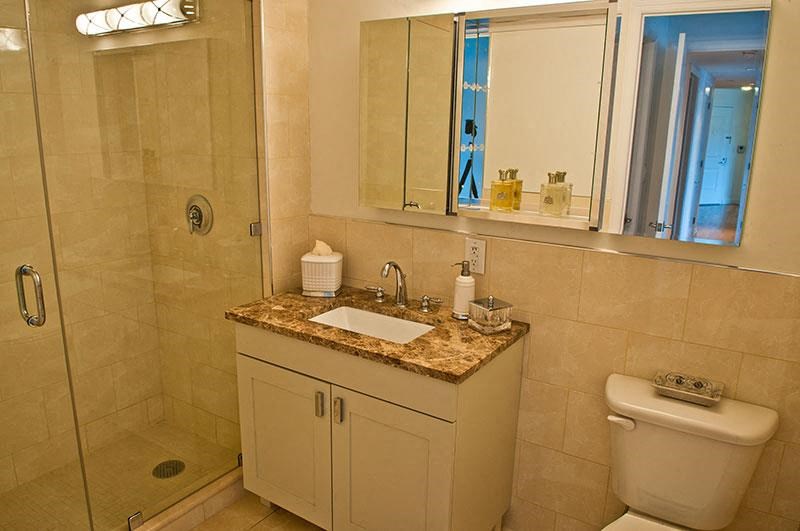 a bathroom with a sink and a mirror and a toilet